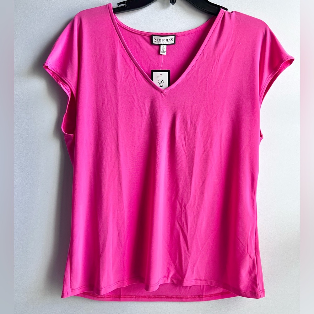 Sam & Jess Women's Cap-Sleeve V-Neck Top Size Medium